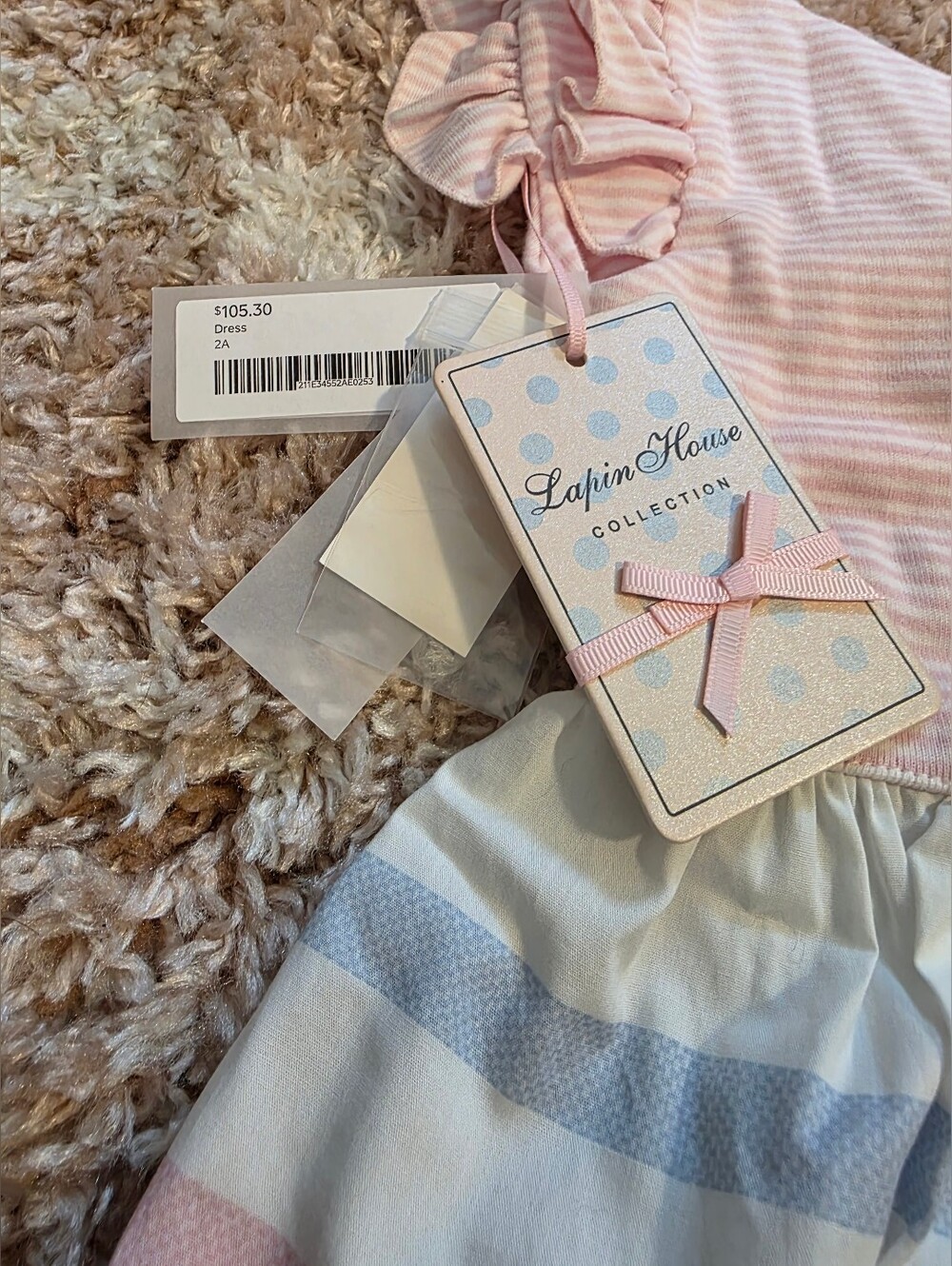 Lapin House Pink & Light Blue Striped Dress